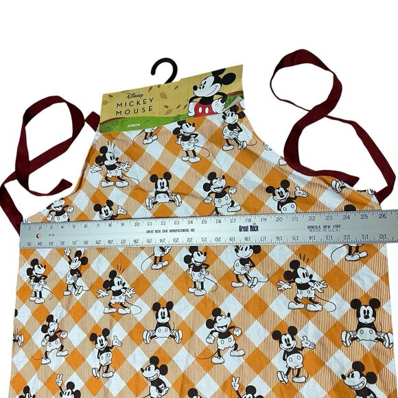 Disney Thanksgiving Apron Orange Fall Mickey Mouse Plaid Holiday Kitchen - Picture 8 of 12